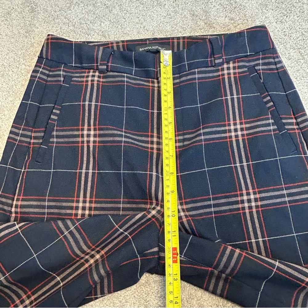 Banana Republic Navy Plaid Check Tartan HIGH-RISE SLIM WIDE-LEG PANT 6S - Picture 5 of 11